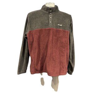 Columbia Mens 2X Fleece Pullover Jacket Gray & Burgundy Polyester